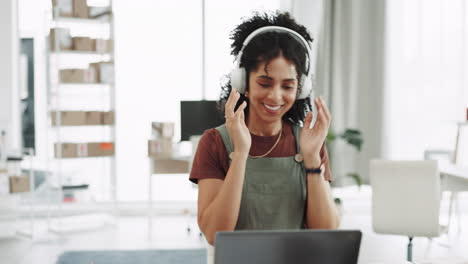 Music,-dancing-and-woman-with-headphones