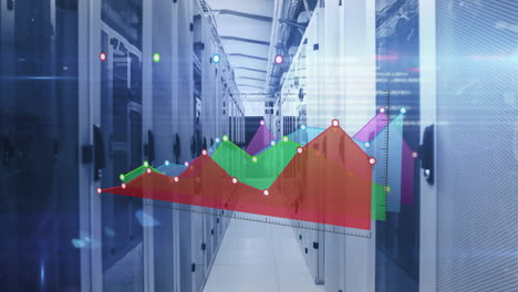 Datenanalyse-Diagrammanimation-über-Server-Racks-Im-Rechenzentrum