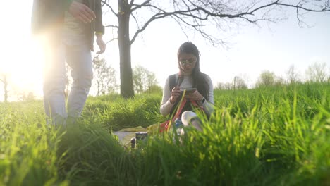 couple relaxing on a picnic in a park