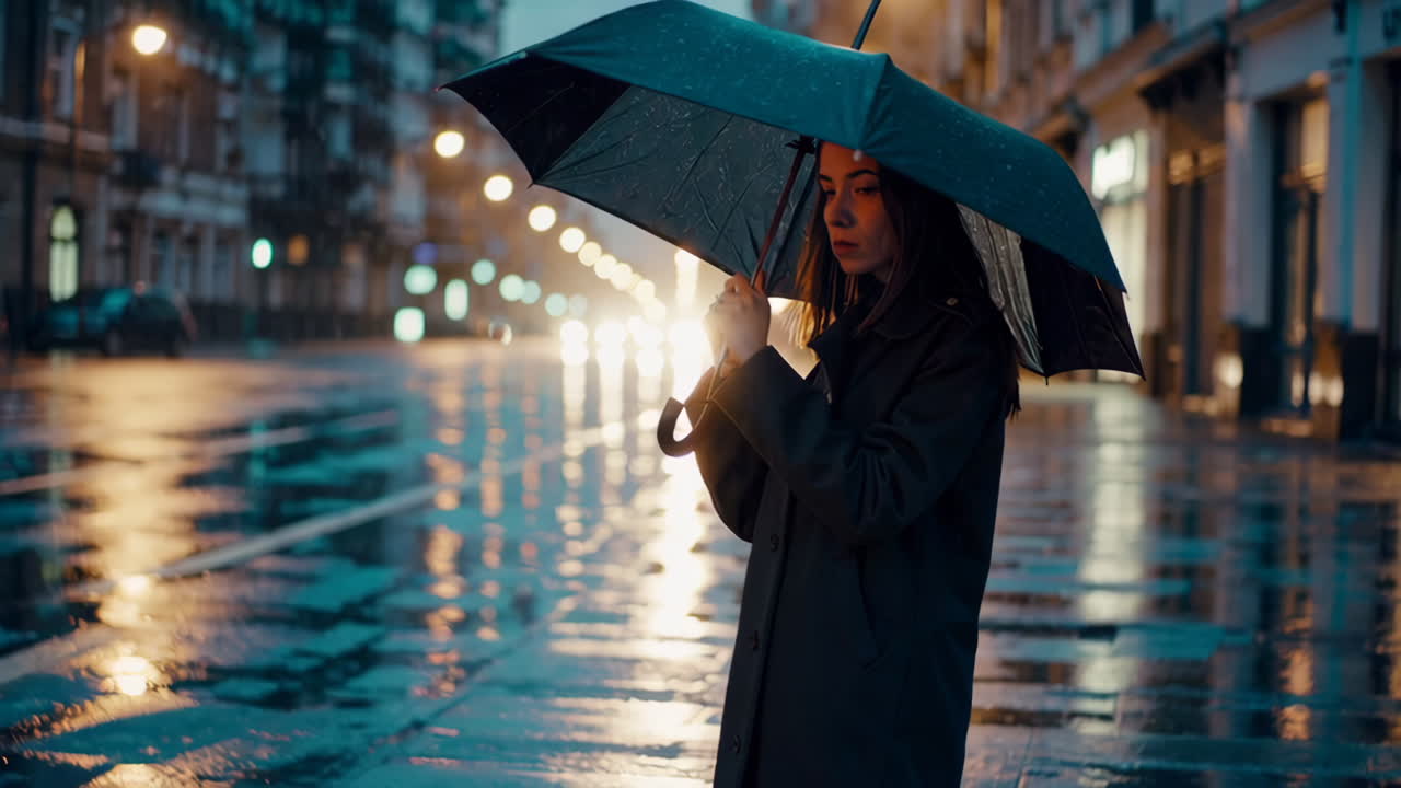 도시의 비가 오는 밤