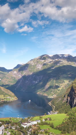 geiranger fjord in norway in vertical