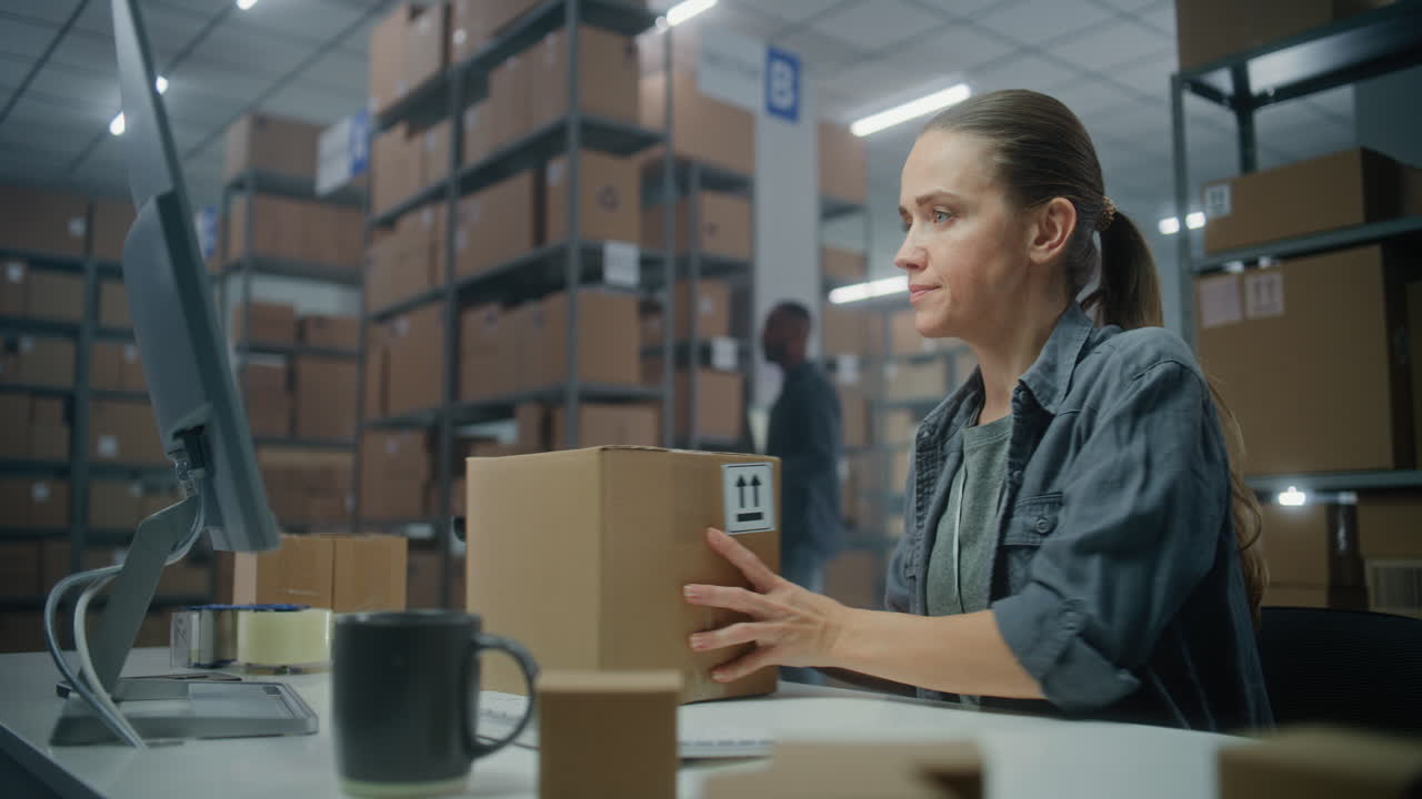 trabajador de almacén que procesa órdenes