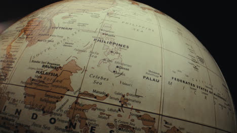 close-up of a vintage world globe