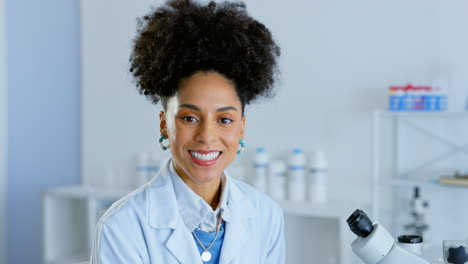 Portrait,-science-and-a-doctor-woman-at-work