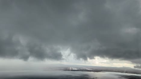 stormy aerial view of an airport