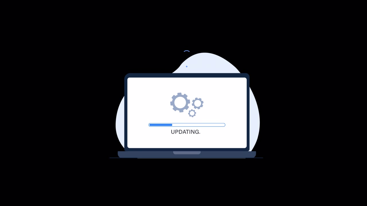 Laptop-Computer zeigt Software-Update-Fortschrittsbalken an