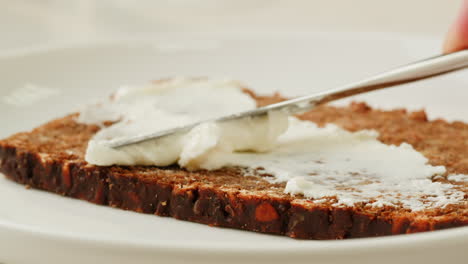 cream cheese on whole wheat bread