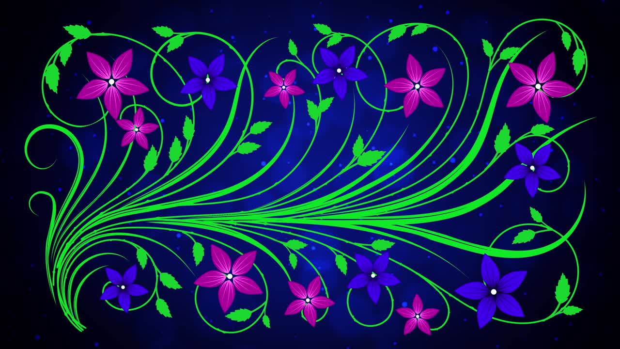 creciendo vides dulces y florece en el viento con partículas brillantes mariposas volando últimos 30 segundos bucle sin costuras