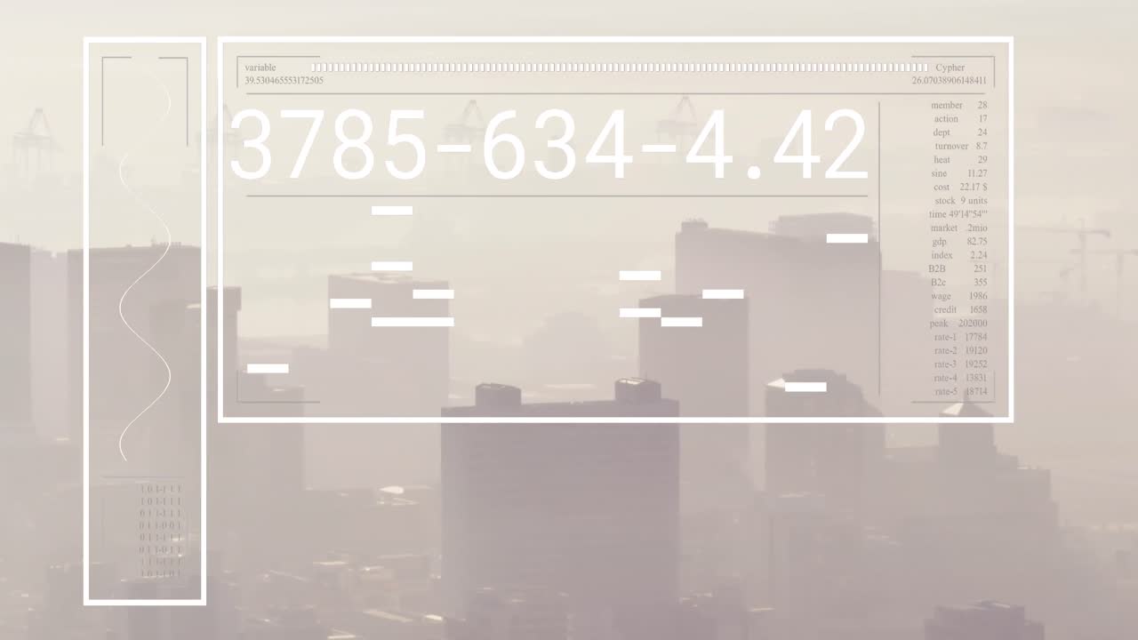 도시 풍경의 공중 전망에 대한 데이터 처리와의 인터페이스의 애니메이션