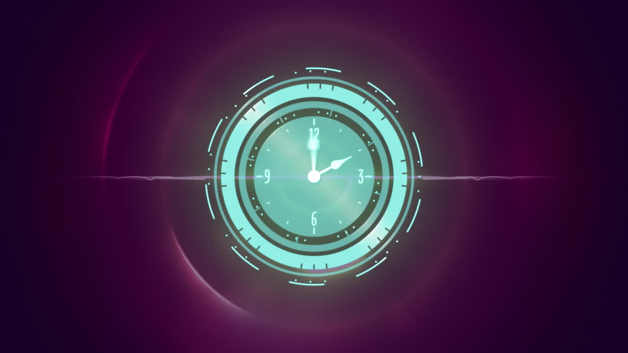 빠르게 움직이는 시계의 애니메이션과 원 위의 데이터 처리