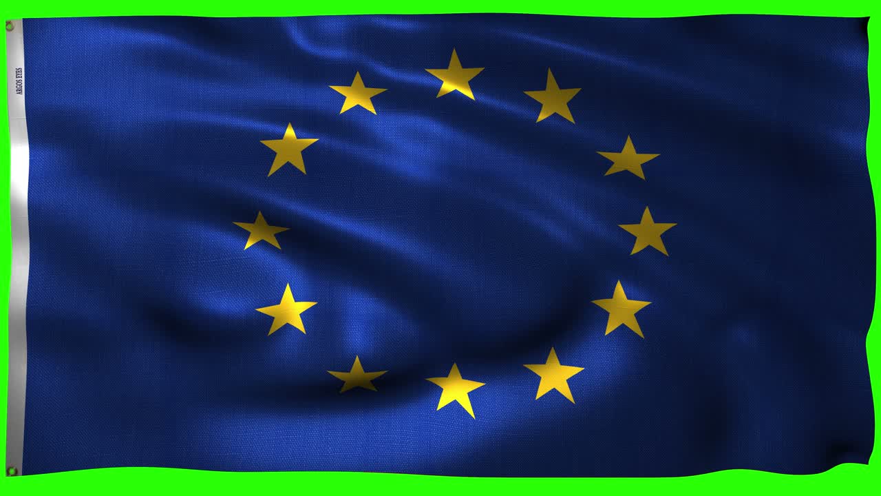 Bandiera UE su schermo verde - Chroma Key