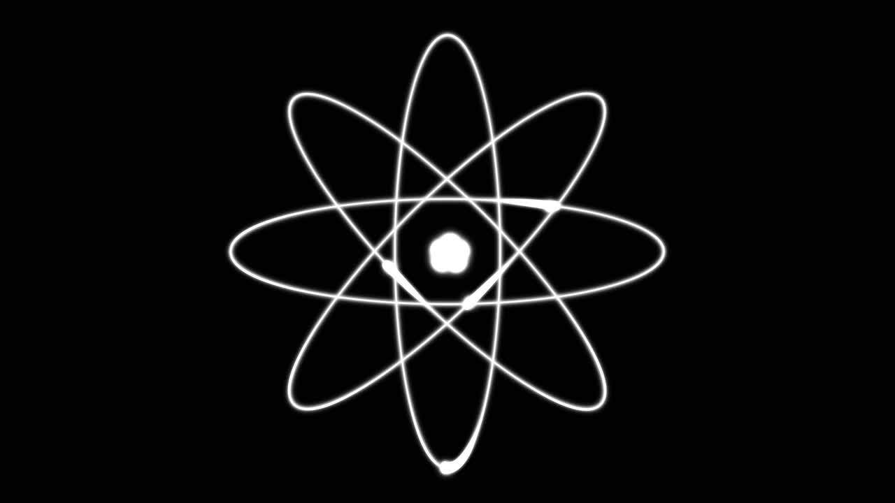 움직이는 원자 같은 도에 대한 추상적인 애니메이션