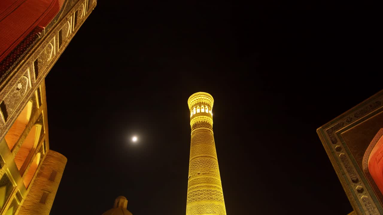 Bukhara old city night time Minaret Poi Kalyan Uzbekistan Silk road, Night time lights and moon 5