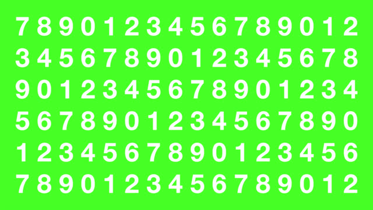 Full Screen Random Numbers counter with Green Screen Background 4k