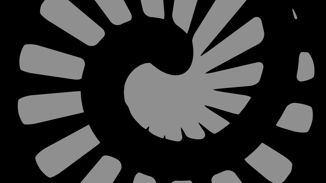 Graphic drawing in black and white with stroboscopic and hypnotic effect, while it rotates clockwise and increases in size.