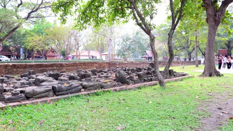 estatuas de buda y árboles en el parque histórico