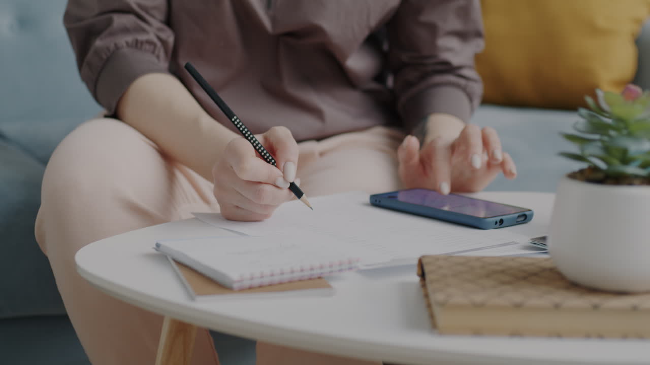 Woman working on a project at home