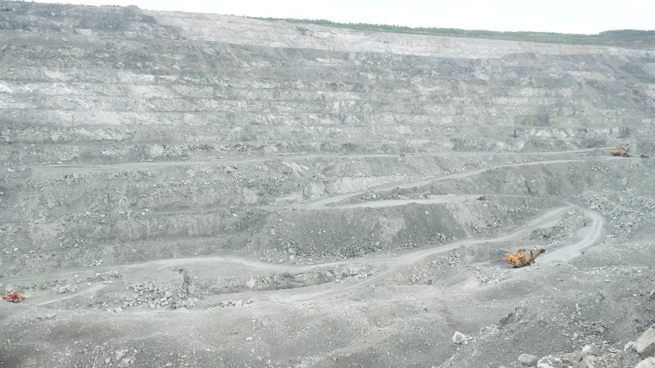 Open-Pit Mine Landscape with Heavy Machinery