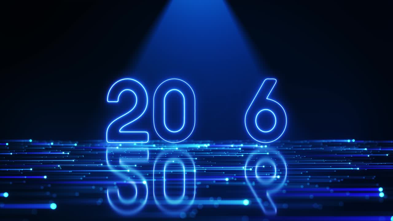 Happy new year 2026 welcome 2026 electric glow animation happy new year 2026 animated text new year