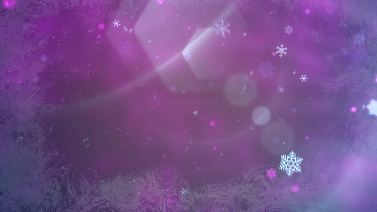 bokeh púrpura y copo de nieve cayendo feliz año nuevo y feliz navidad