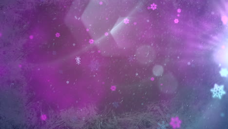 purple bokeh and snowflake falling happy new year and merry christmas