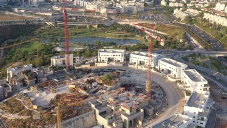 aerial view of construction site in urban area