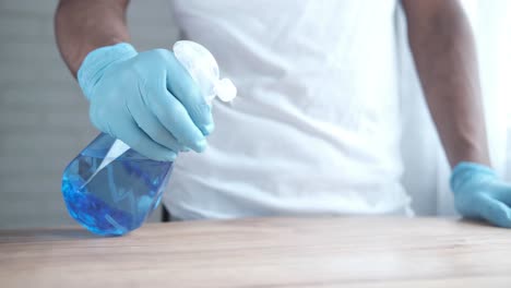 cleaning a wooden table