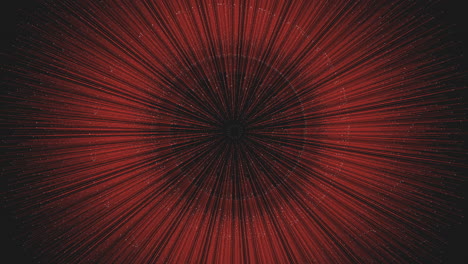 spiraling red and black lines create dynamic circular pattern
