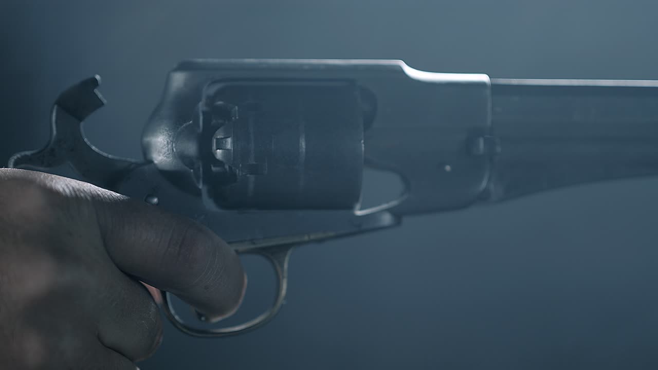 Person Holding and Firing Gun with Visible Smoke