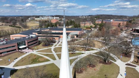 Chapel-steeple-on-campus-of-Christian-college-in-America