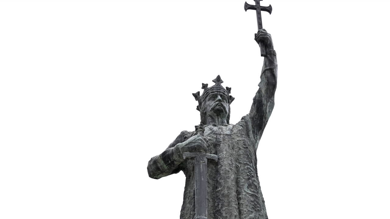 Chisinau, Moldova – 10. april 2022: Stephen den stores monument på en hvit bakgrunn