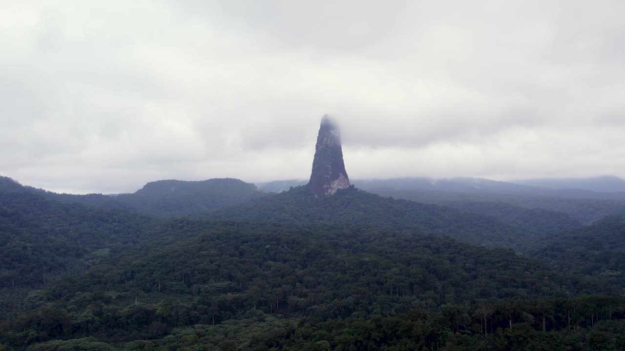 Pico Cão Grande, São Tomé — a dramatic volcanic plug rising from lush rainforest in Obô Natural Park, an iconic African landmark