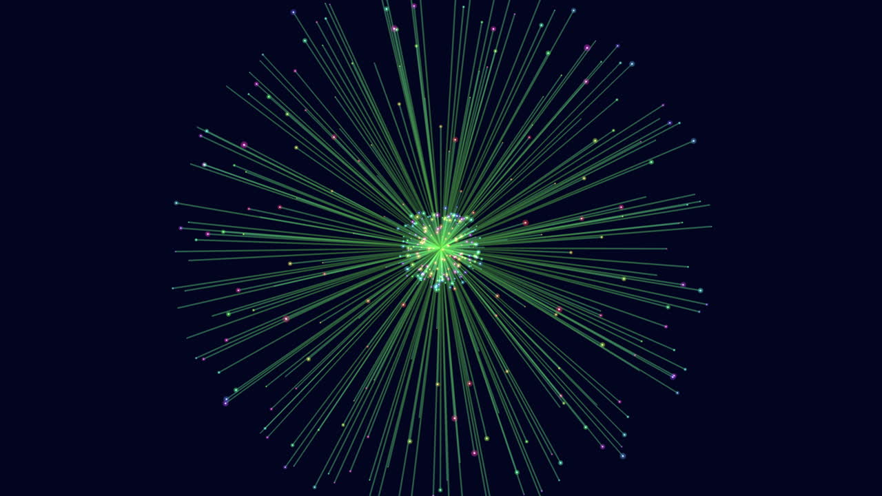 Futuristic sphere with lines and neon dots in dark space