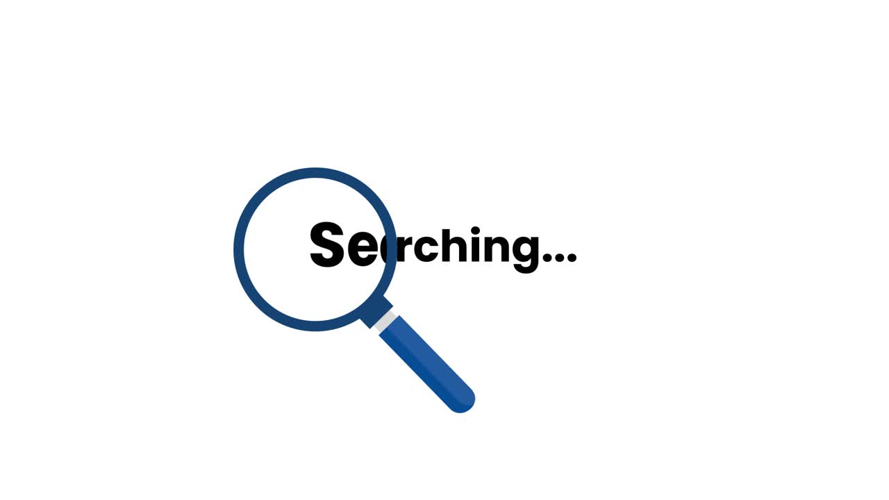 Search bar with magnifying glass icon animation isolated on black background