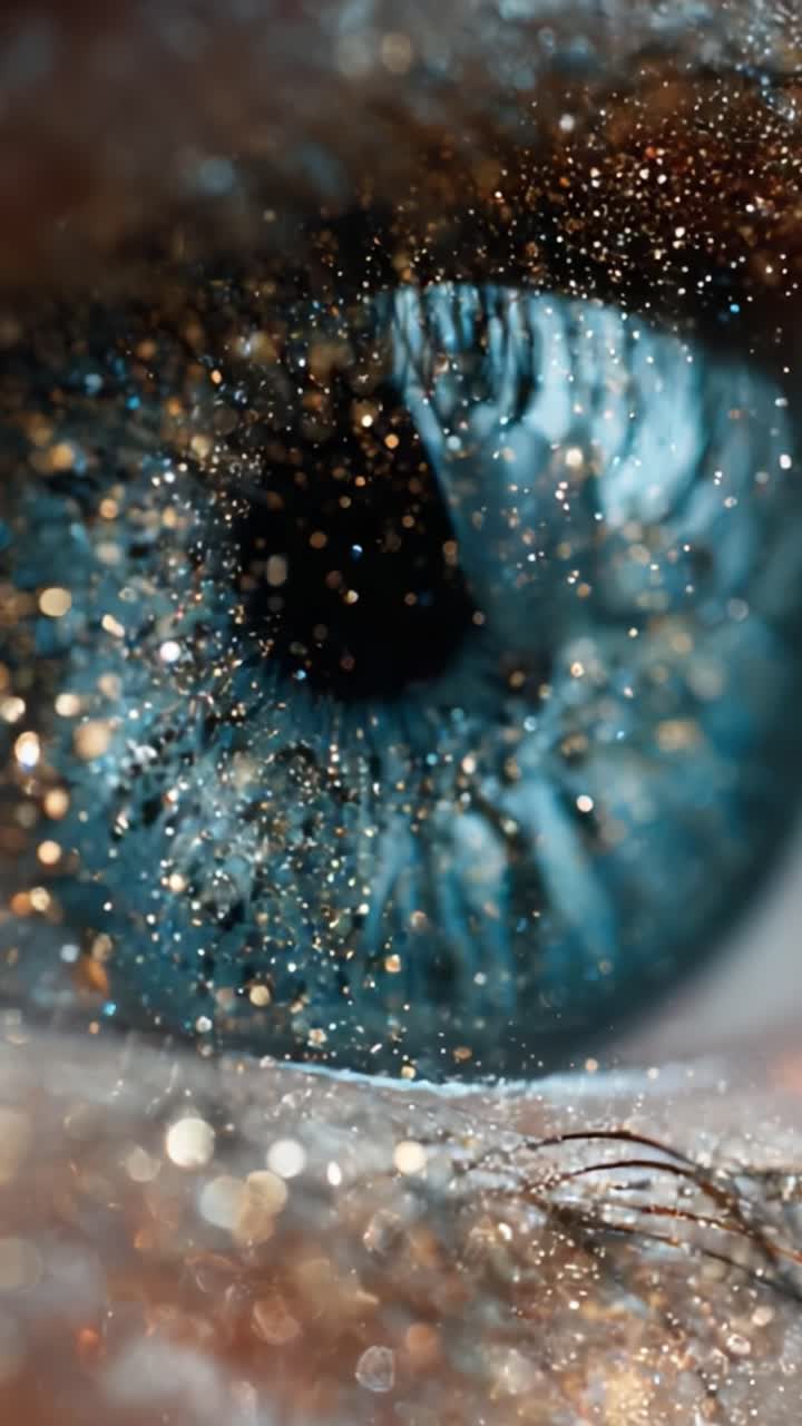 A Close-Up Exploration of a Dazzling Eye Capturing Sparkling Details and Color Variations, Showcasing Intricate Textures and Vivid Reflections in Light