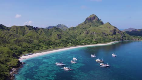 komodo island beach on paradisiacal tropical indonesia day - aerial landscape