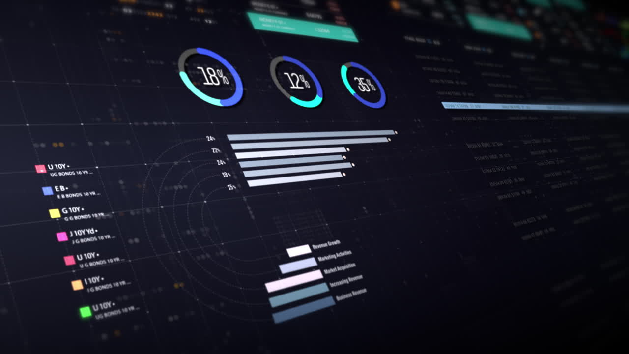 Dynamic data visuals for business info graphics, animated charts, and data-driven insights for a business meeting mock-up. Explore the world of trading, stock exchanges, and crypto