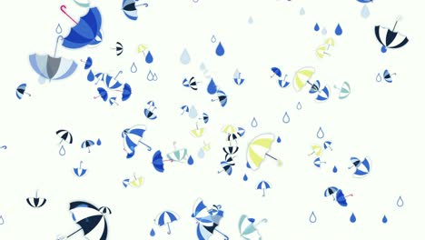 los paraguas y las gotas de lluvia.