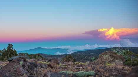 majestic cloudscape formation above rocky mountains, time lapse view