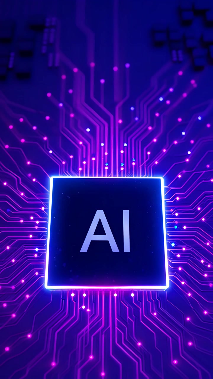 Sfondo Tecnologico Futuristico con Scheda Madre e Chip AI 4K