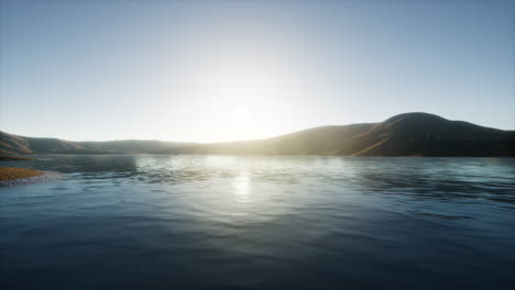 beautiful calm lake with sunset