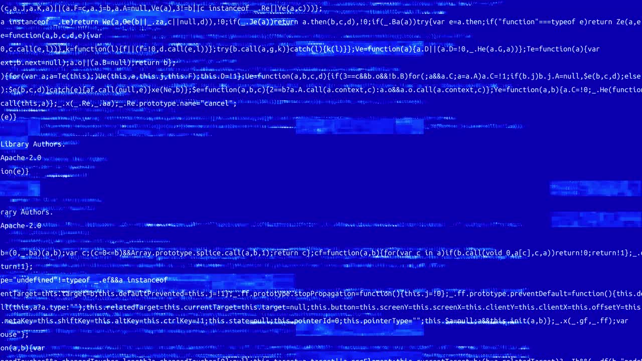 3d hacking code data flow stream on blue screen error messages computer loop animation background