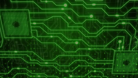 animación de codificación binaria y red de conexiones en fondo negro