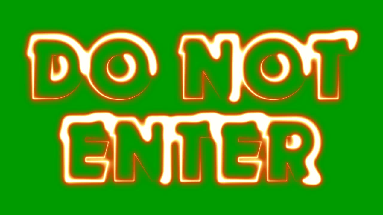 Do Not Enter Title Text - Neon Animation Effect - Black Screen - Illustration - Loop Ready in 4K Resolution