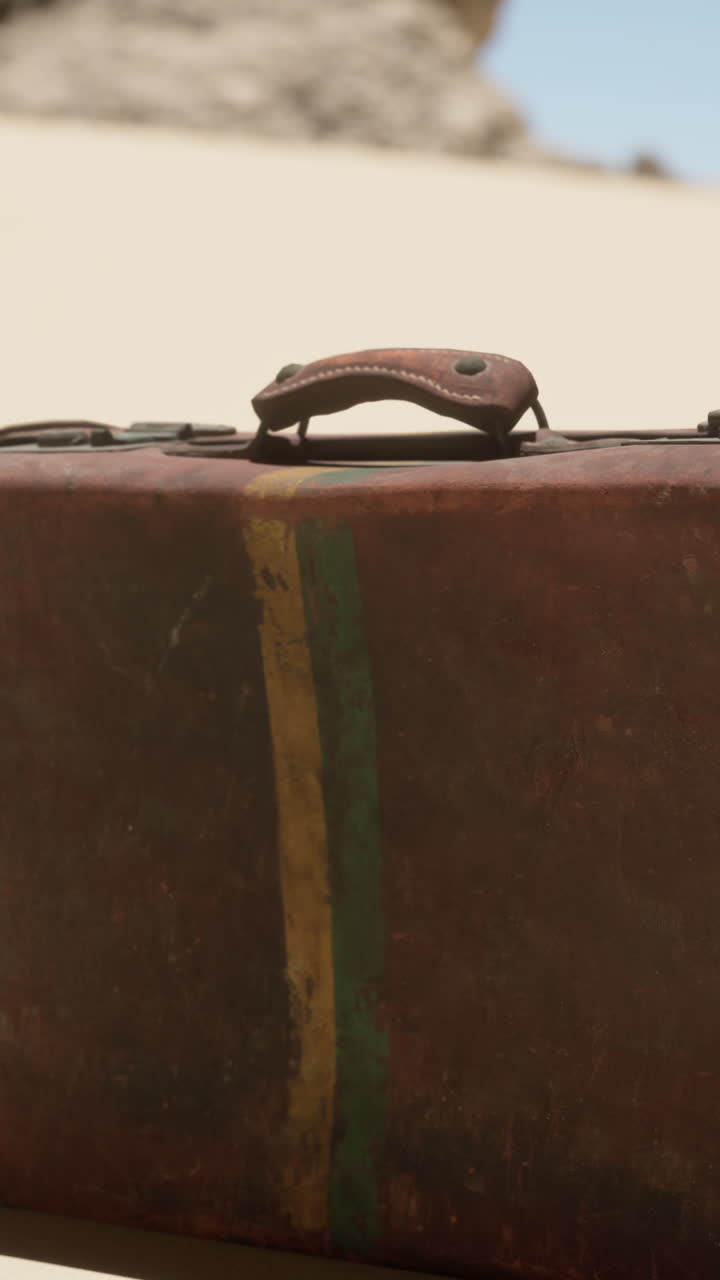 maleta de cuero marrón de época