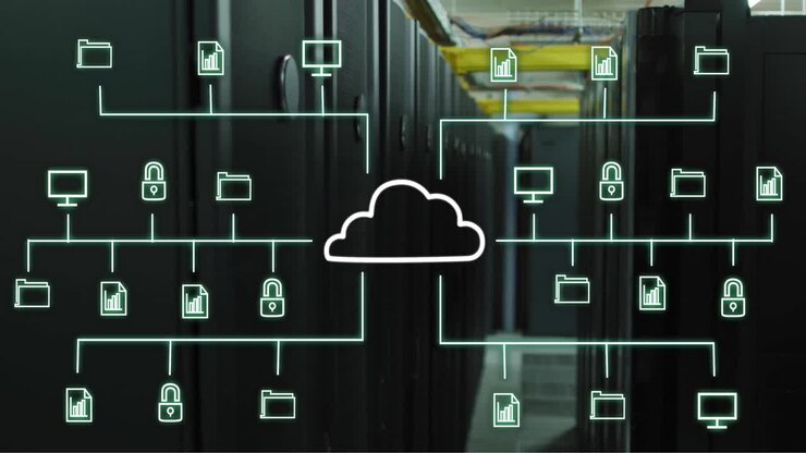 Animating cloud computing network over data center servers in technology setting