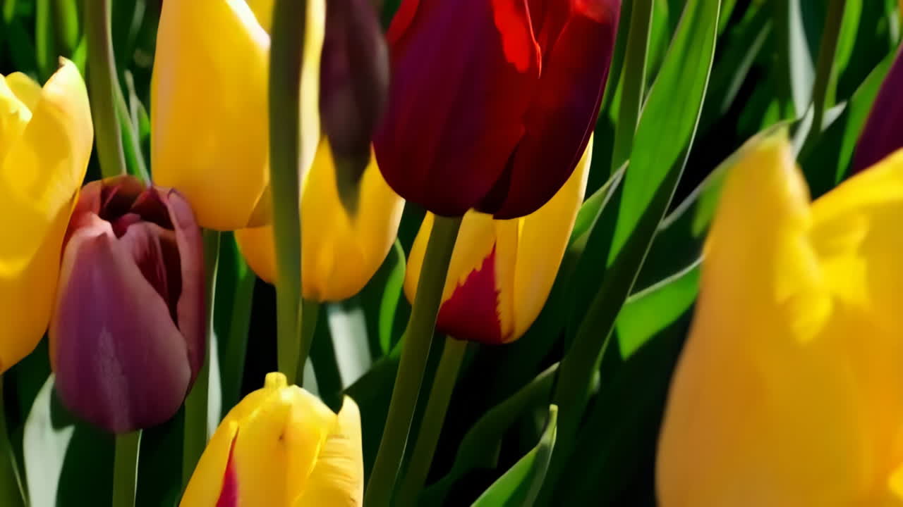 Kleurrijk tulpenveld in de lente