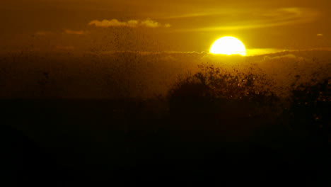 Der-Sonnenuntergang-Hinter-Den-Wellen,-Wenn-Sie-Bei-Sonnenuntergang-In-Zeitlupe-Brechen-Und-Brechen-5