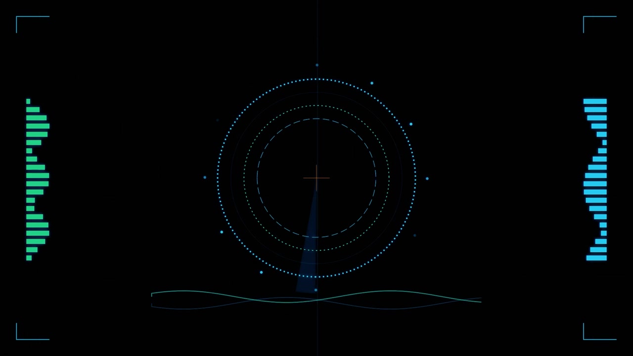 Interfaccia radar digitale con raggio di scansione rotante