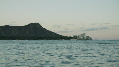 panoramic view of diamond head and waikiki beach from the pacific ocean